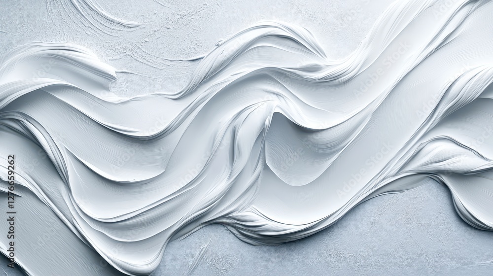 Obraz premium Textured white paint strokes creating elegant abstract artistic wave pattern on canvas