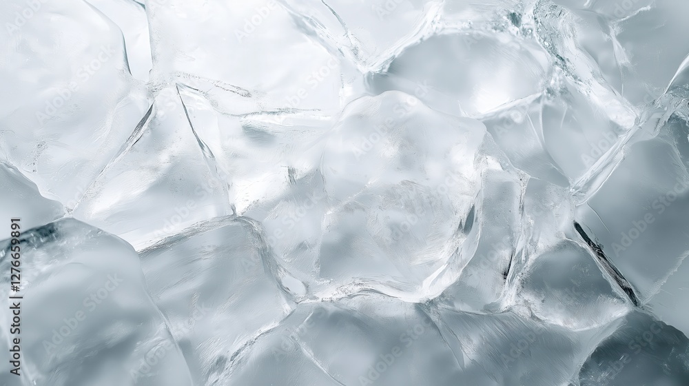 Fototapeta premium Glossy Ice Surface With Subtle Cracks Reflecting Light in a Cool-Toned Background