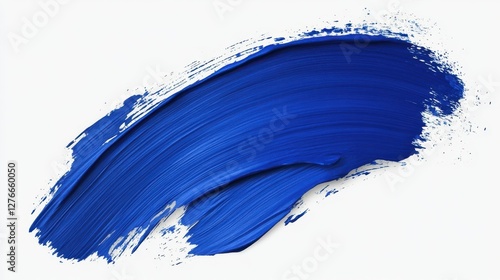 Fototapeta Naklejka Na Ścianę i Meble -  Dynamic blue paint brush stroke on white canvas background