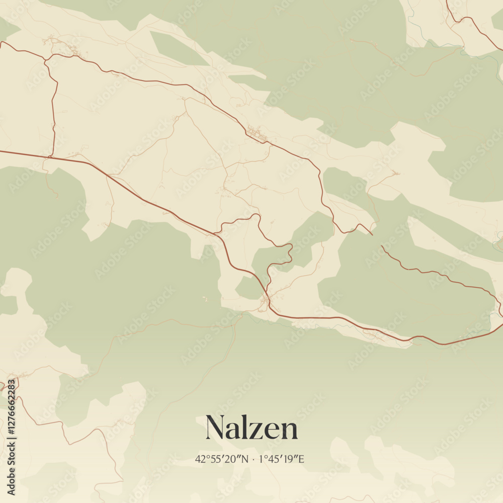 Fototapeta premium Vintage map of Nalzen, France.