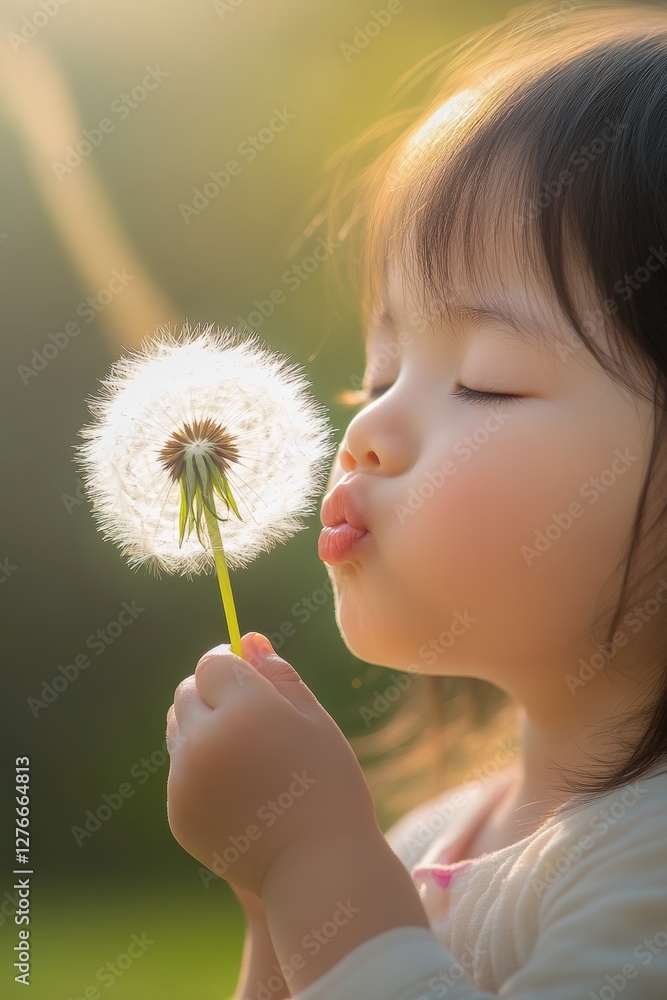 Happy child playing in outdoors in Spring Happy child playing in outdoors in Spring