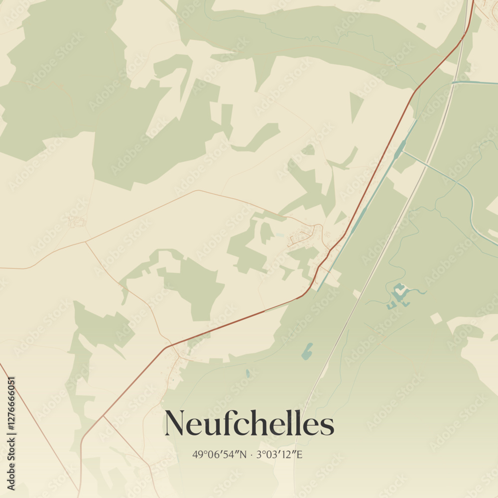 Obraz premium Vintage map of Neufchelles, France.