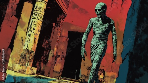 pop art mummy spooky egyptian tomb