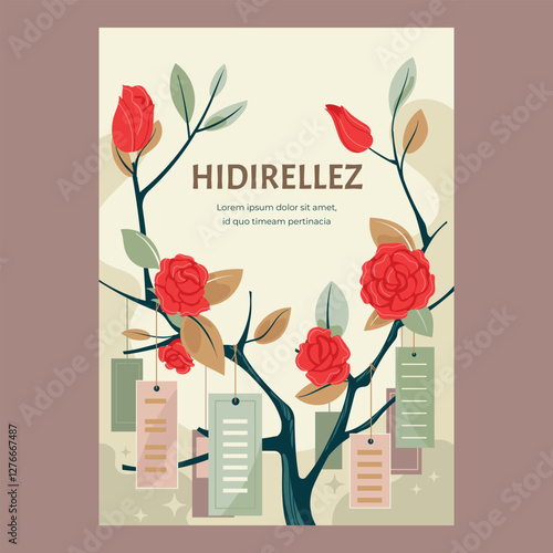 Hidirellez Poster or Flyer Template is a sign of the Coming of the New Spring and Brings Good Luck to those who Celebrate it in Turkey