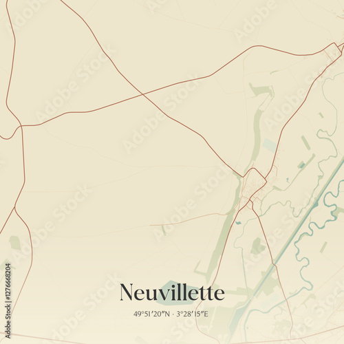 Vintage map of Neuvillette, France.