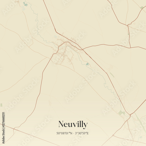 Vintage map of Neuvilly, France.