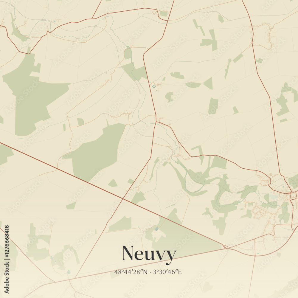 Obraz premium Vintage map of Neuvy, France.