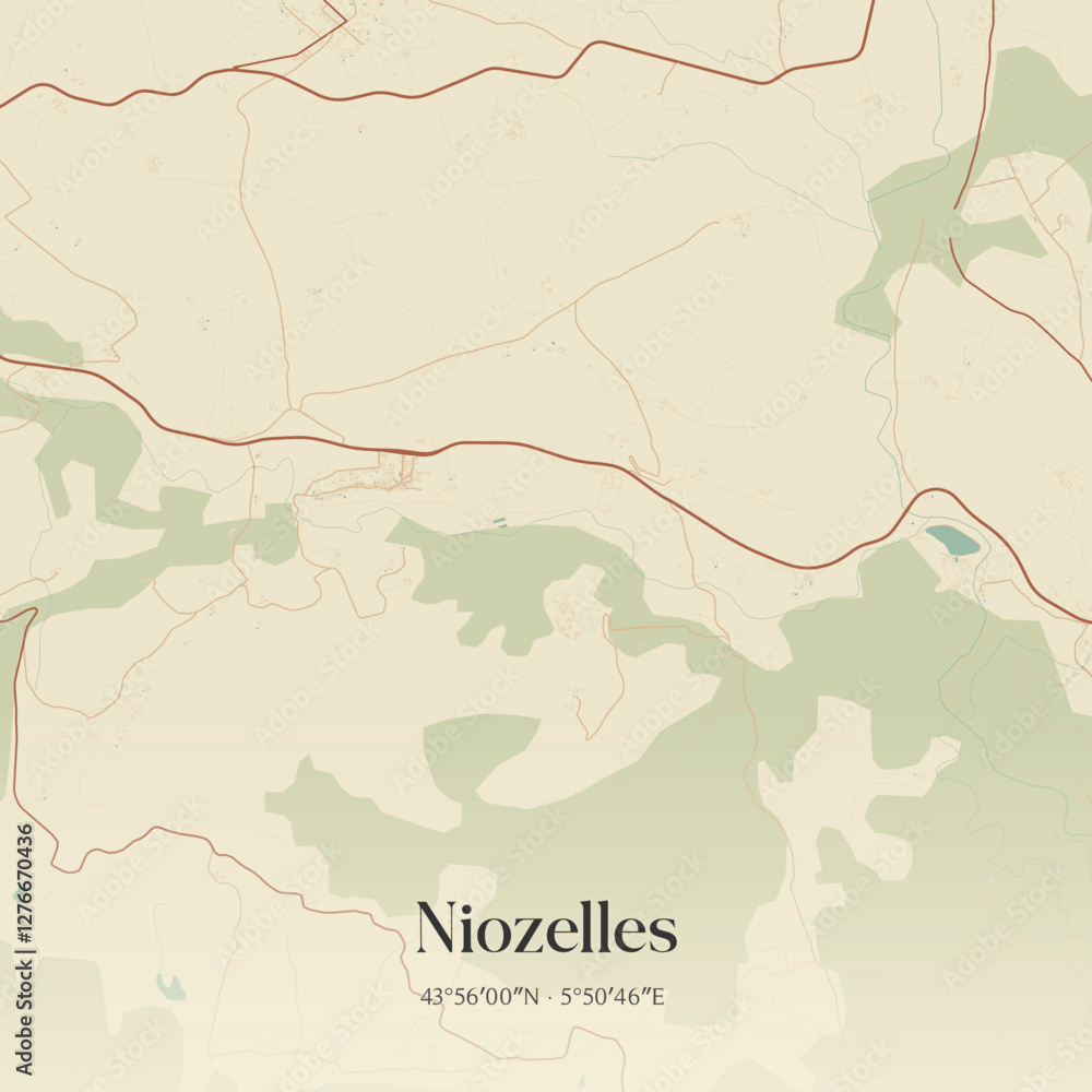Obraz premium Vintage map of Niozelles, France.