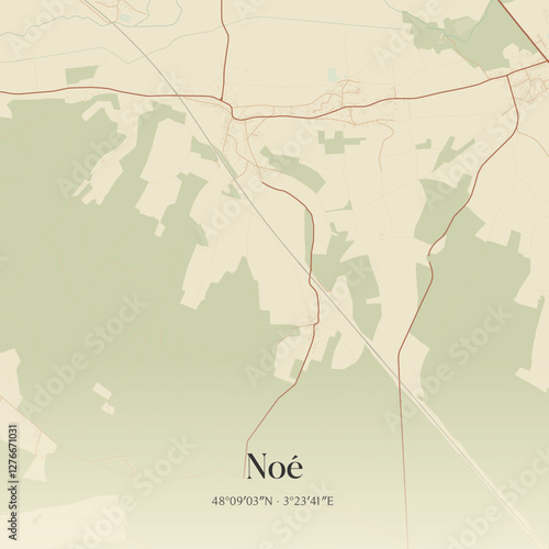Vintage map of Noé, France.