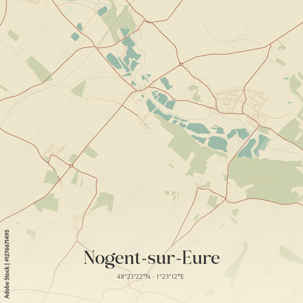 Obraz premium Vintage map of Nogent-sur-Eure, France.