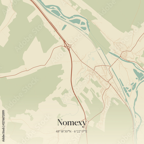 Vintage map of Nomexy, France.