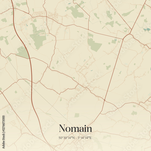 Vintage map of Nomain, France.