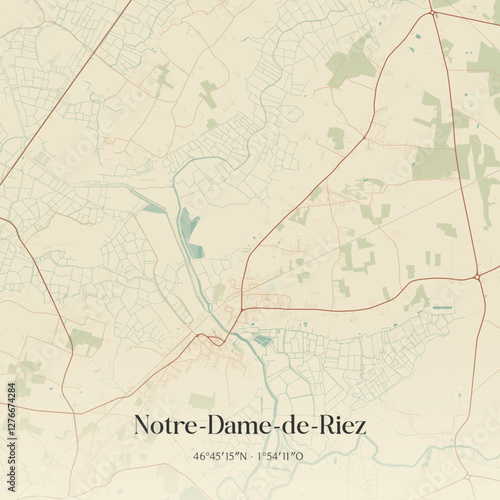 Vintage map of Notre-Dame-de-Riez, France.