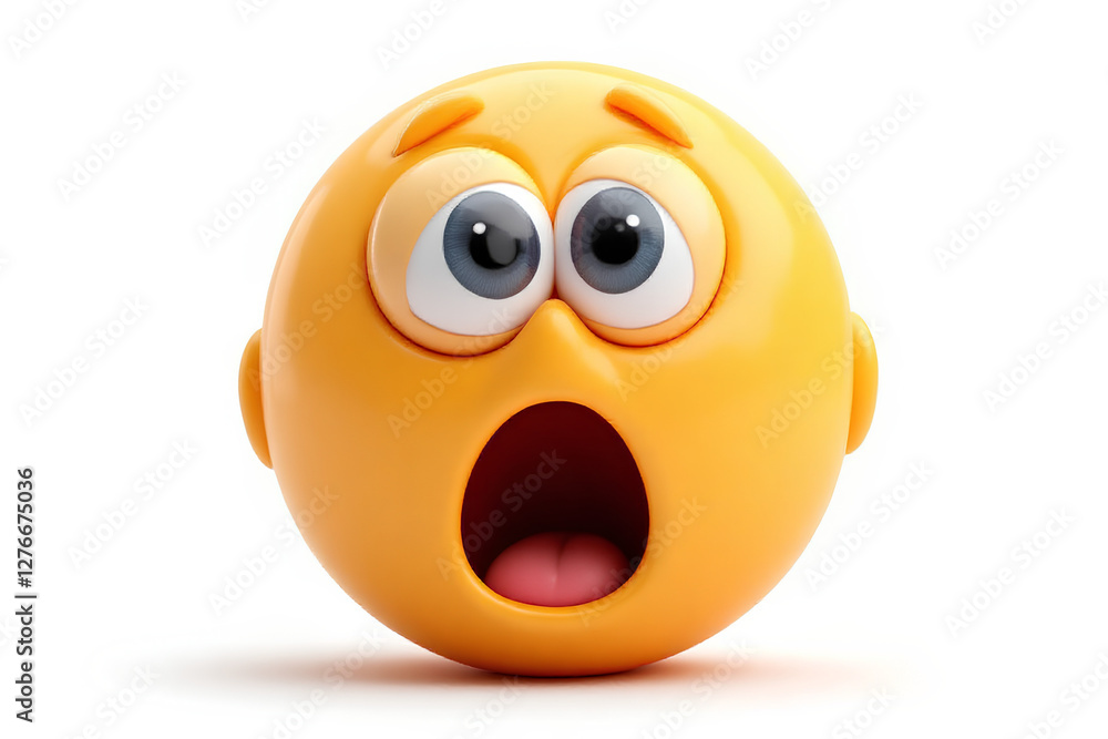 Shocked emoji face with big eyes and open mouth expressing disbelief and surprise perfect for April Fools Day pranks, jokes, and funny moments, isolated on white background Shocked emoji face with big eyes and open mouth expressing disbelief and surprise perfect for April Fools Day pranks, jokes, and funny moments, isolated on white background