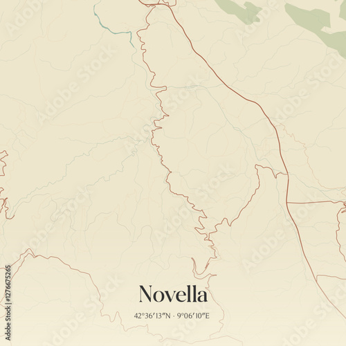 Vintage map of Novella, France.