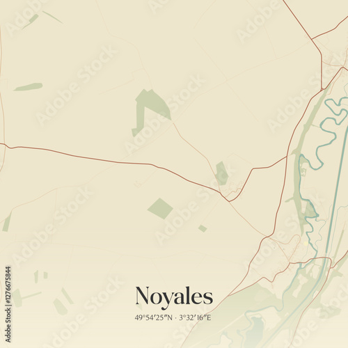 Vintage map of Noyales, France.