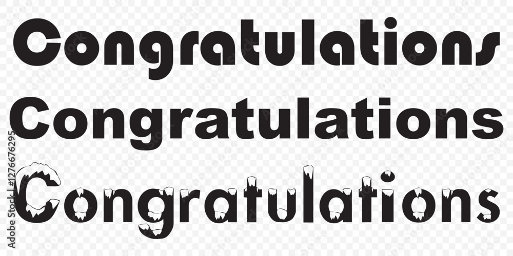 Congratulations !. congratulations Black celebration on Transparent background with confetti. EPS 10.