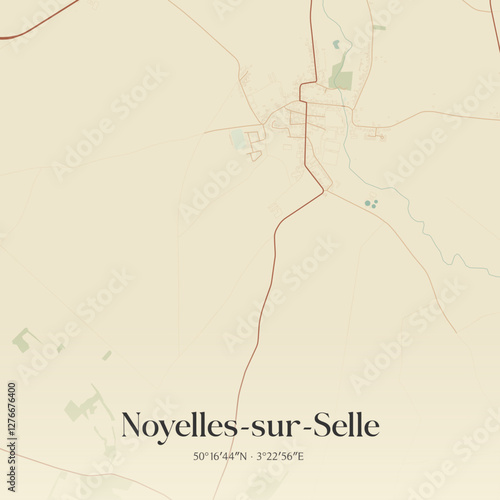 Vintage map of Noyelles-sur-Selle, France.