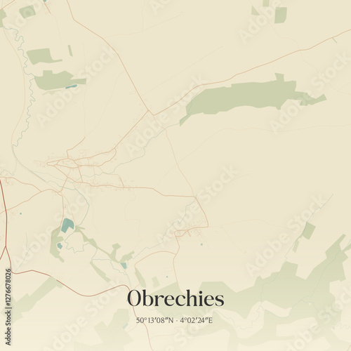 Vintage map of Obrechies, France.