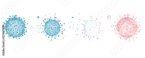 Abstract representation of viral variants in artistic network design. Vector