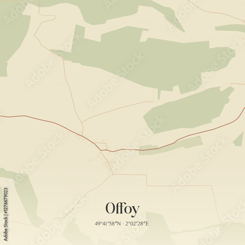 Vintage map of Offoy, France.