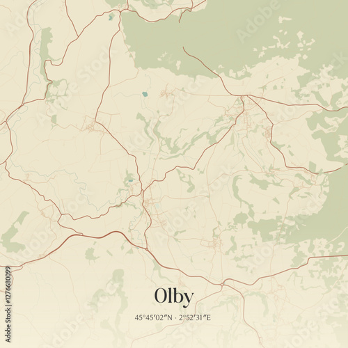 Vintage map of Olby, France.