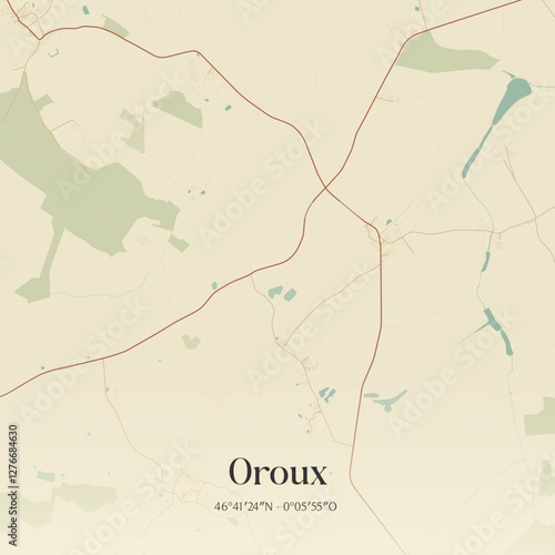 Vintage map of Oroux, France.