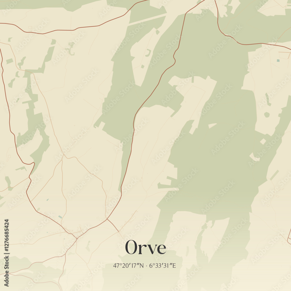 Obraz premium Vintage map of Orve, France.
