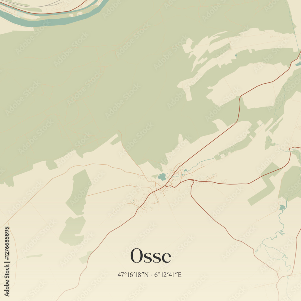 Obraz premium Vintage map of Osse, France.