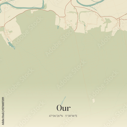 Vintage map of Our, France.