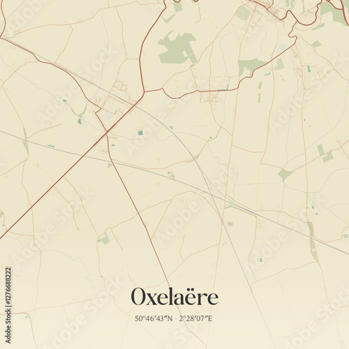 Vintage map of Oxelaëre, France.