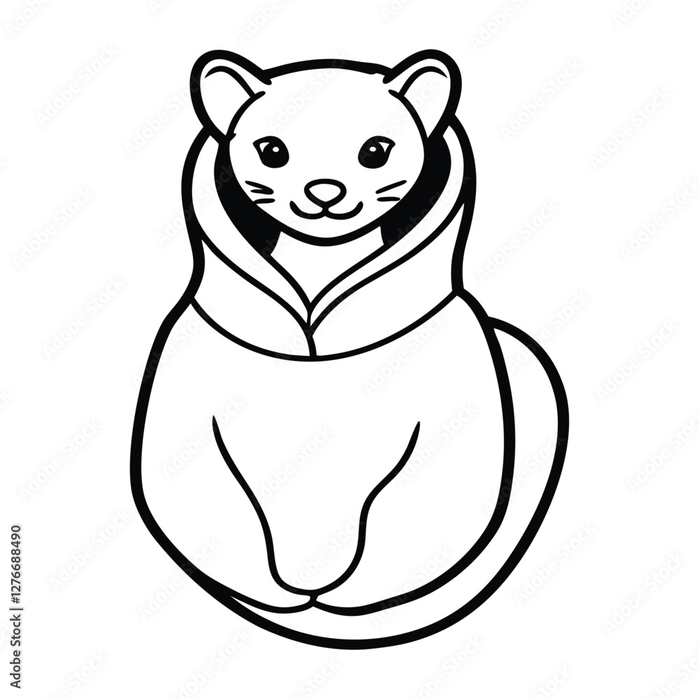 Fototapeta premium ferret snuggled in a hoodie pocket