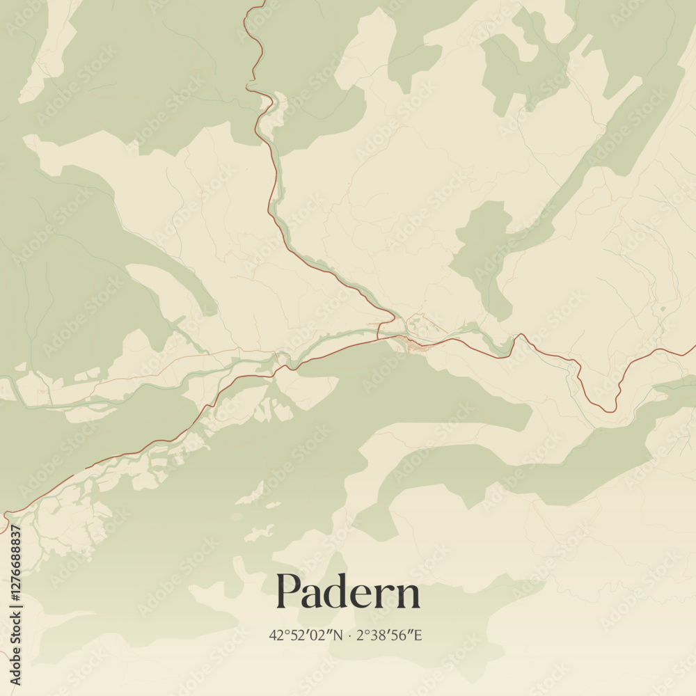 Obraz premium Vintage map of Padern, France.