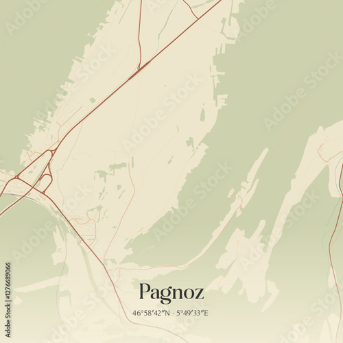 Vintage map of Pagnoz, France.