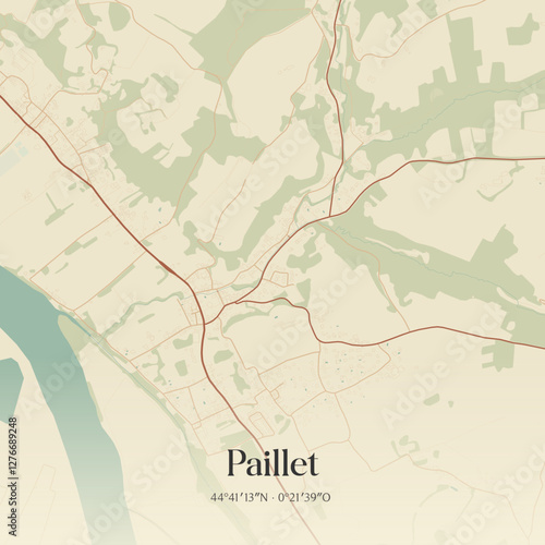Vintage map of Paillet, France.