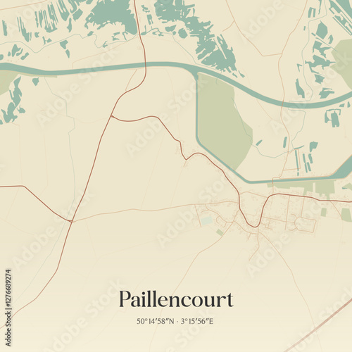 Vintage map of Paillencourt, France.