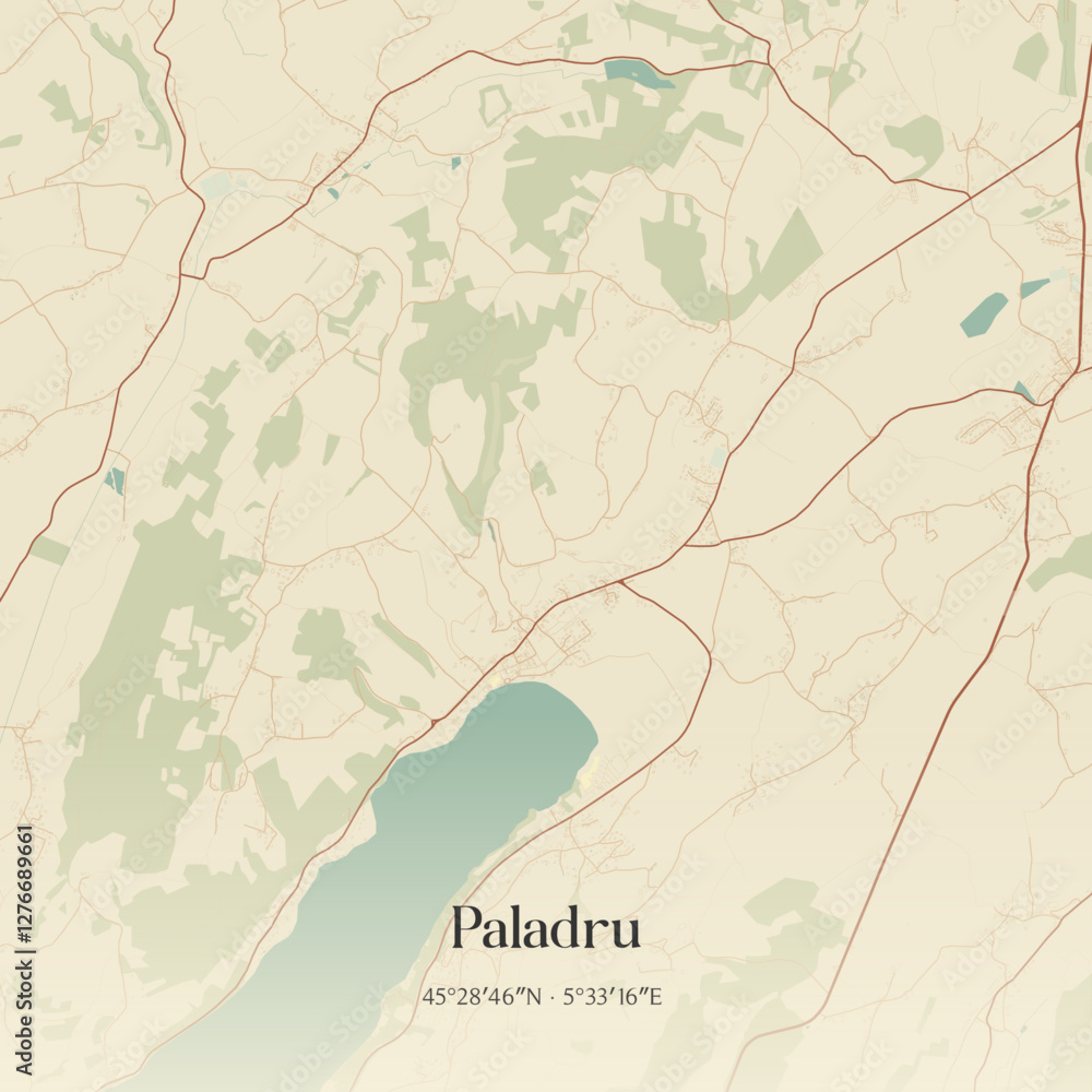 Obraz premium Vintage map of Paladru, France.
