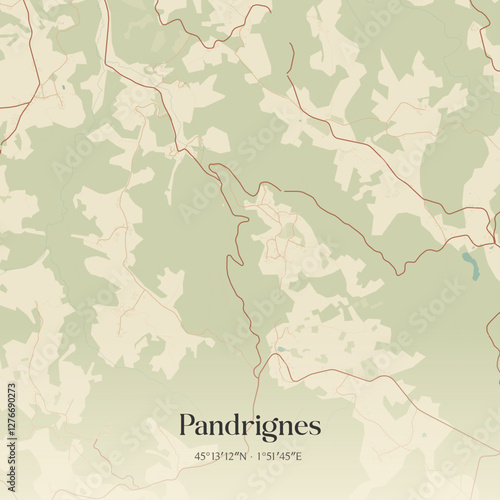 Vintage map of Pandrignes, France.
