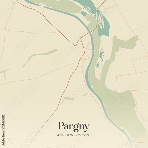Vintage map of Pargny, France.