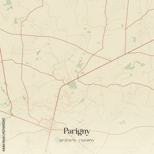 Vintage map of Parigny, France.