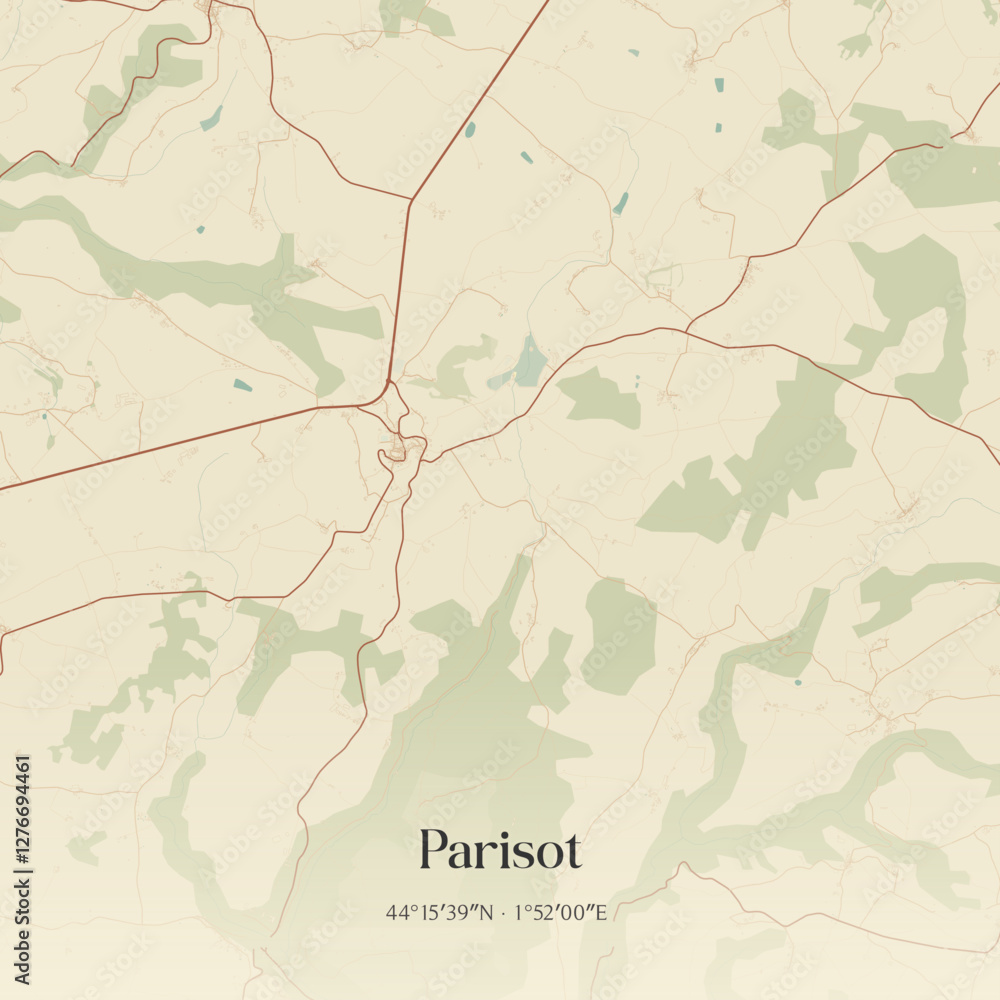 Obraz premium Vintage map of Parisot, France.
