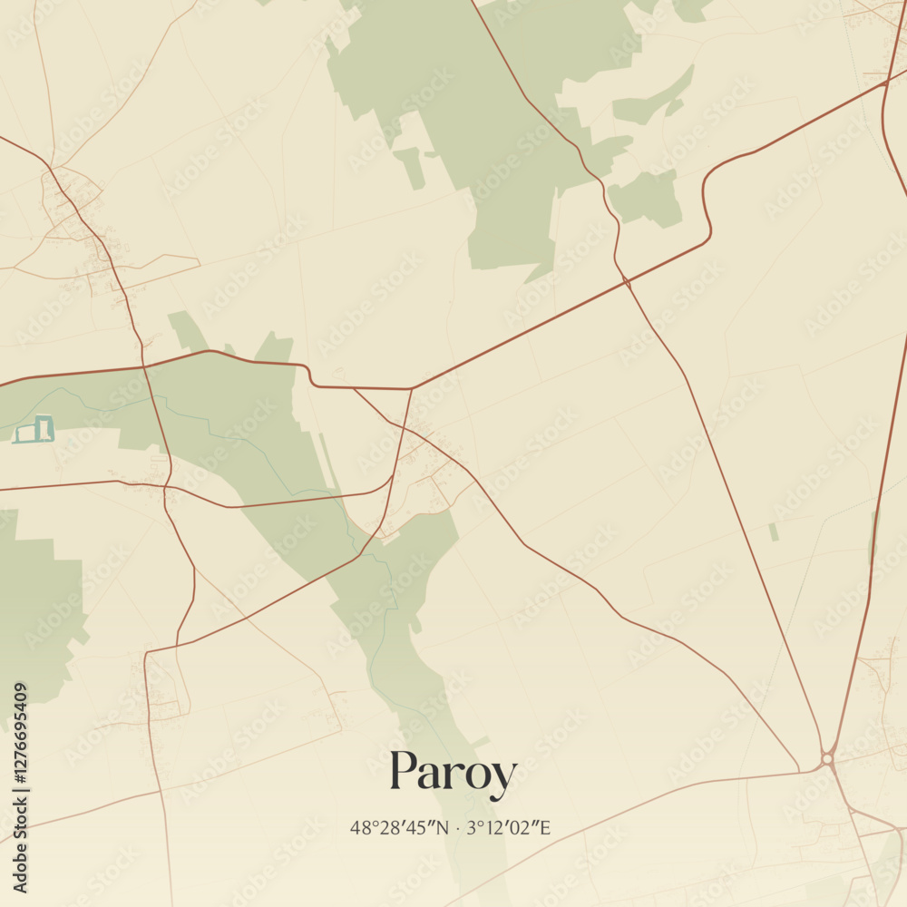 Obraz premium Vintage map of Paroy, France.