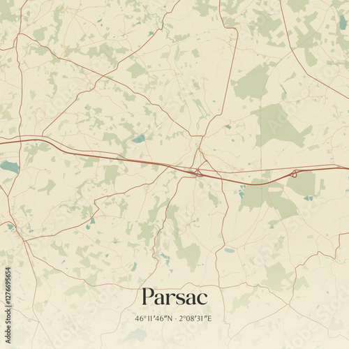 Vintage map of Parsac, France.