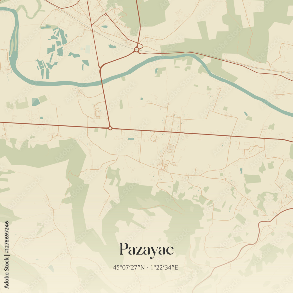 Obraz premium Vintage map of Pazayac, France.