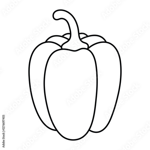 Bell pepper vector illustration. Sweet pepper vegetable icon in doodle style. Black outline isolated on white background.