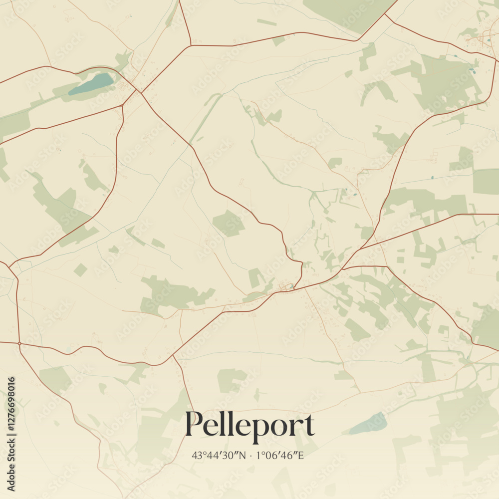 Fototapeta premium Vintage map of Pelleport, France.