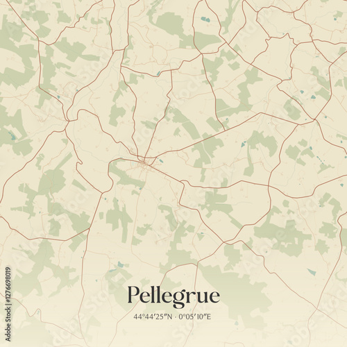 Vintage map of Pellegrue, France.