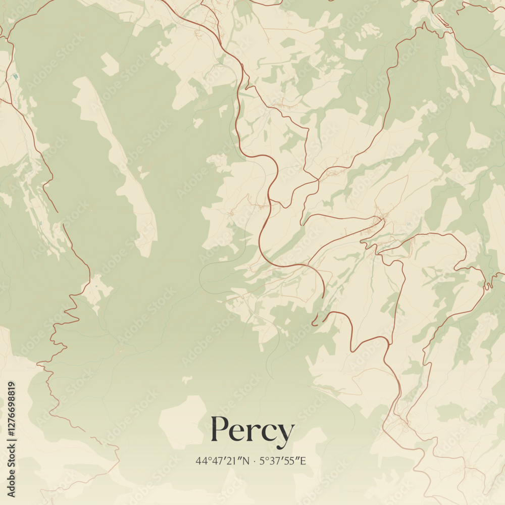 Obraz premium Vintage map of Percy, France.
