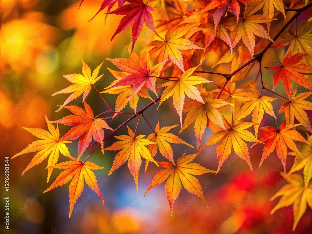 Vibrant red leaves of a Japanese Maple grace the fall garden. Vibrant red leaves of a Japanese Maple grace the fall garden.
