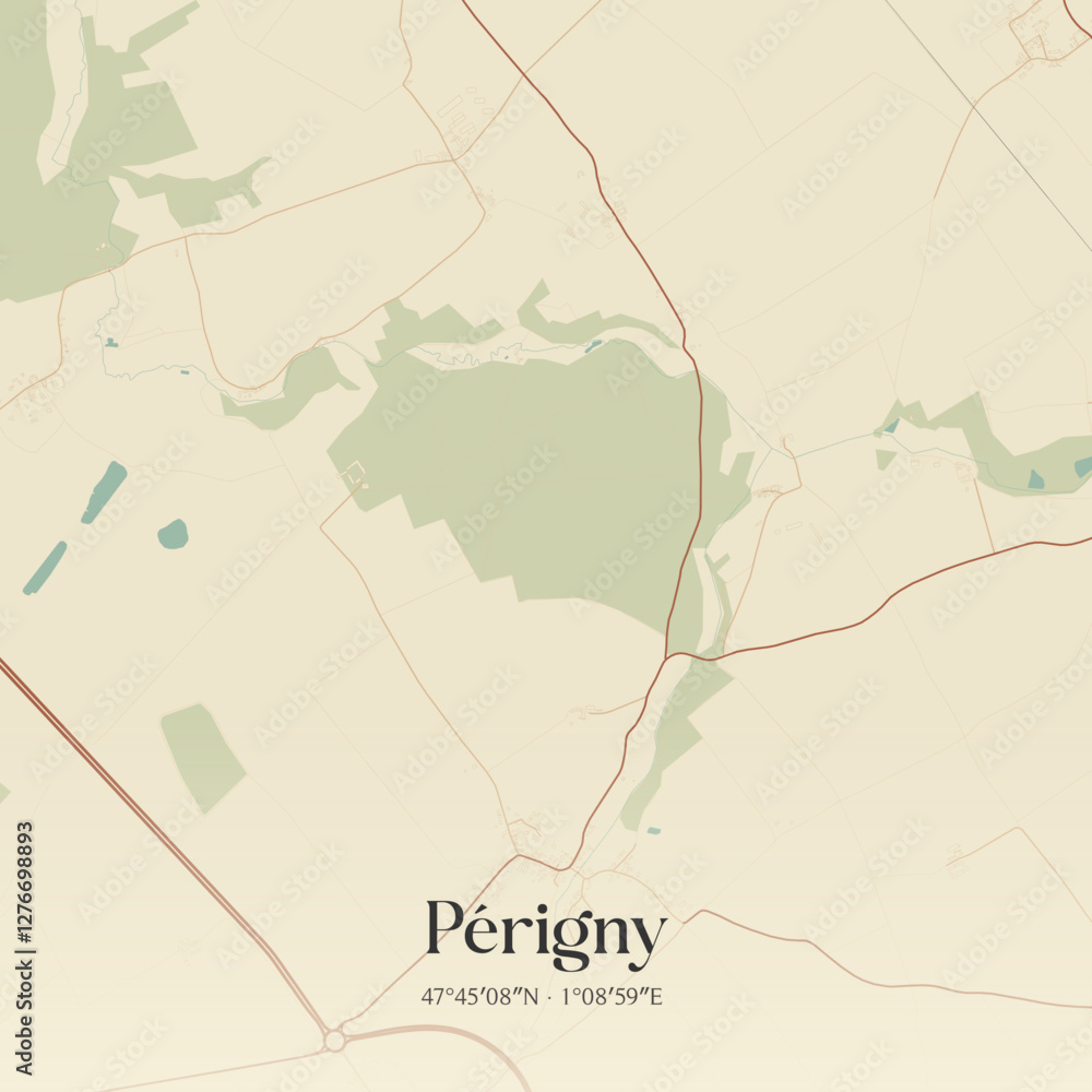 Fototapeta premium Vintage map of Périgny, France.